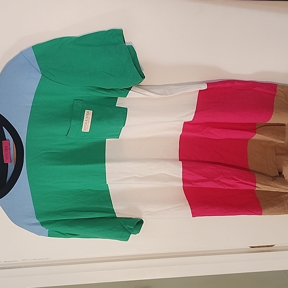 Scotch & Soda Large Color Block Pocket T-Shirt Pe… - image 5